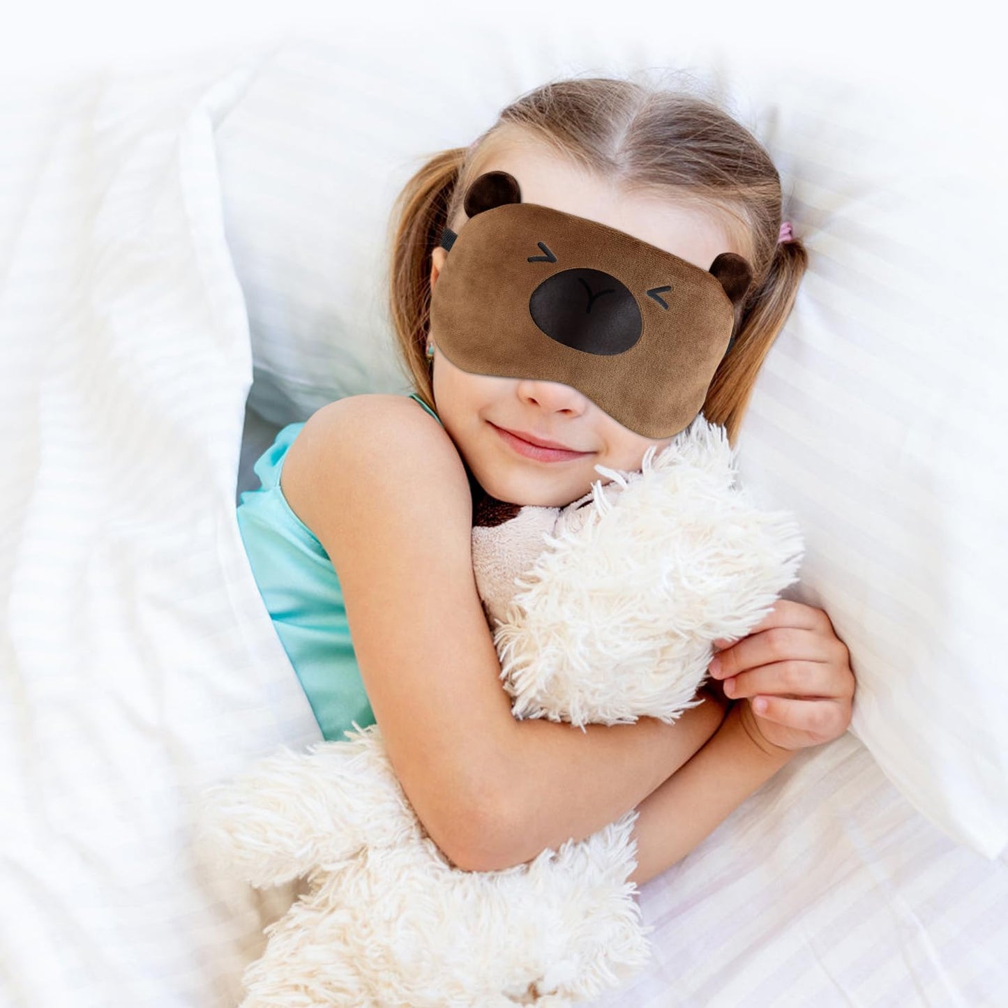 Ulbemoll Cute Capybara Sleeping Mask, Soft Fluffy Plush Blindfold Funny Novelty Animal Sleep Mask Eye Cover Eyeshade for Kids Girls Boys Women Men Night Nap Travel Meditation (Brown, Capybara)