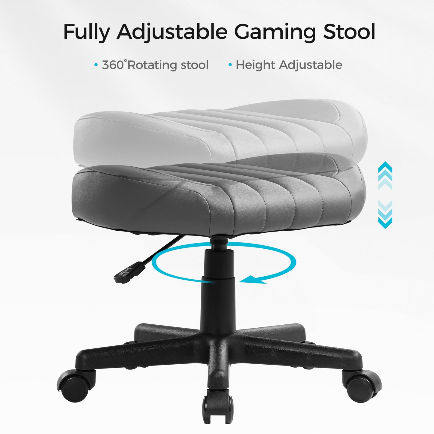 EUREKA ERGONOMIC Height Adjustable Foot Stool,19x18'' Large Seat Under Desk Footrest,Swivel Rolling Chair W Sturdy Wheels,Ottoman Stool Simple Meeting Chair for Home Office,Grey