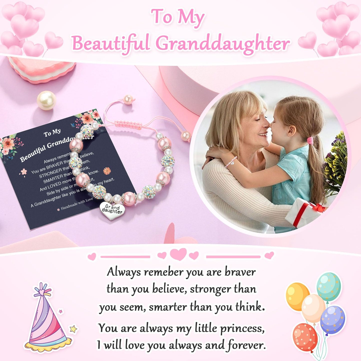 UNGENT THEM Granddaughter Gifts from Grandma Little Girls Bracelets Jewelry 8 12 10 6 7 9 11 Year Old Birthday Girl Valentines B
