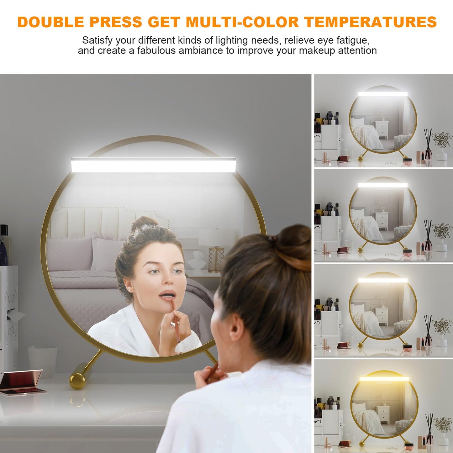 MY BEAUTY LIGHT Bright Dimmable Led Vanity Light Bar for Mirror, 2600K-6800K Adjustable Color Temperature Bathroom Vanity Light Fixtures, 0°-135° Angle Adjustable LED Makeup Mirror Lights
