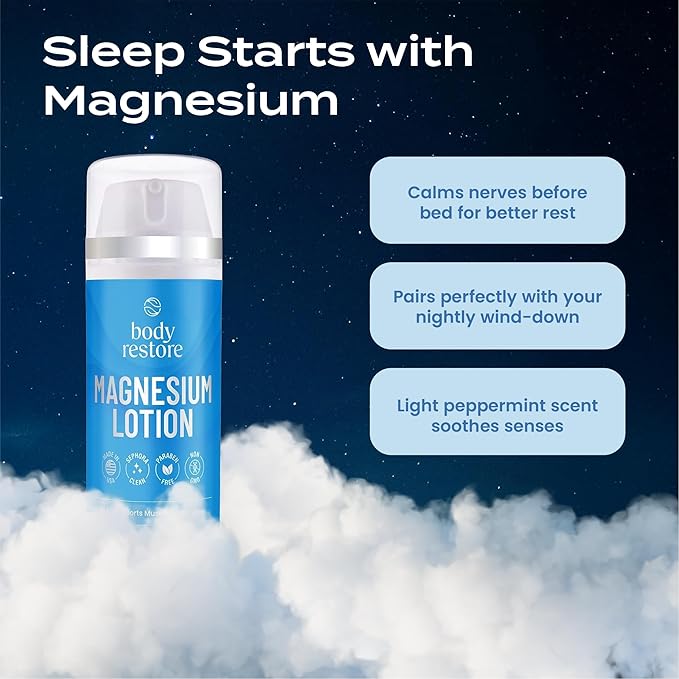 Body Restore Magnesium Lotion with Arnica & MSM - Christmas Stocking Stuffers, White Elephant, Sleep Support, Muscle & Joint Relief, Birthday Gifts for Women, Men, Travel Essentials - Peppermint