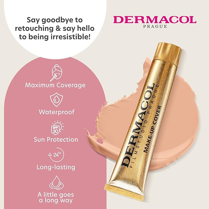 Dermacol Mini Full Coverage Foundation 13g, Liquid Matte Makeup with SPF 30, Waterproof Foundation for Oily Skin, Acne & Under Eye Bags, Long-Lasting Makeup Products Shade - 211