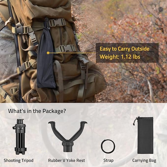 CVLIFE Shooting Rest Tripod - Adjustable Height, 360 Degree Rotation, V Yoke Stand - Portable Rifle Rest for Target Shooting, Hunting and Outdoor Activities