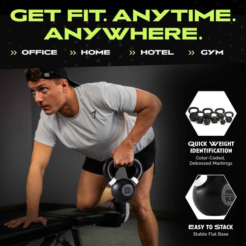 Rage Fitness Kettlebells, Single-cast Iron, No-welded Joints, Wide Handle, Strength Training Kettlebells, Cast Iron Kettlebell Set, Powder Coated Kettlebell Weights For Maximum Durability, Men & Women