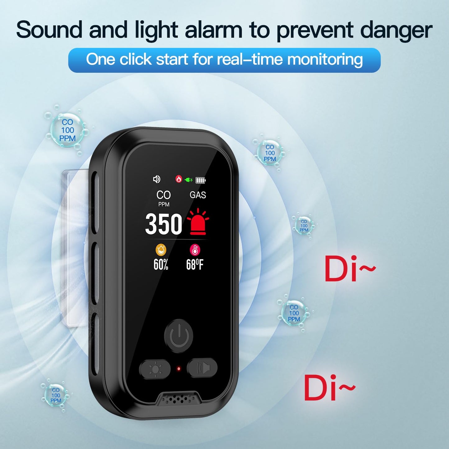 HAKINAKU 4IN1 Plug in Natural Gas & Carbon Monoxide Detectors Combination Builti-in 2000 mAh Backup Battery HD Screen [Propane Methane Gas CO Temp Humidity Sensor] Alarm for Home Hotel RV (White)