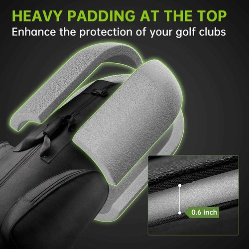 APTY Padded Golf Club Travel Bag with Adjustable Support Rod, Golf Luggage Case Cover with Wheels for Airline - Waterproof Coating Layer, 1680D Wear-Resistant Oxford