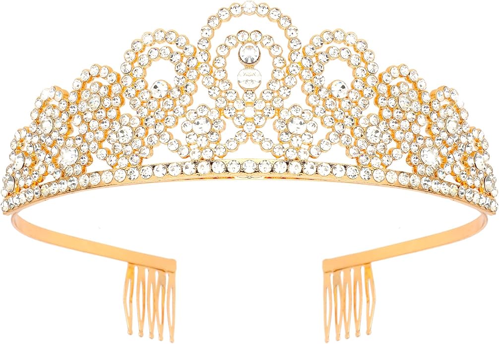 KIUEZIR Tiara Crown for Women and Girls, Queen Elegant Crown with Combs Princess Tiaras for Birthday Party, Crystal Crowns...