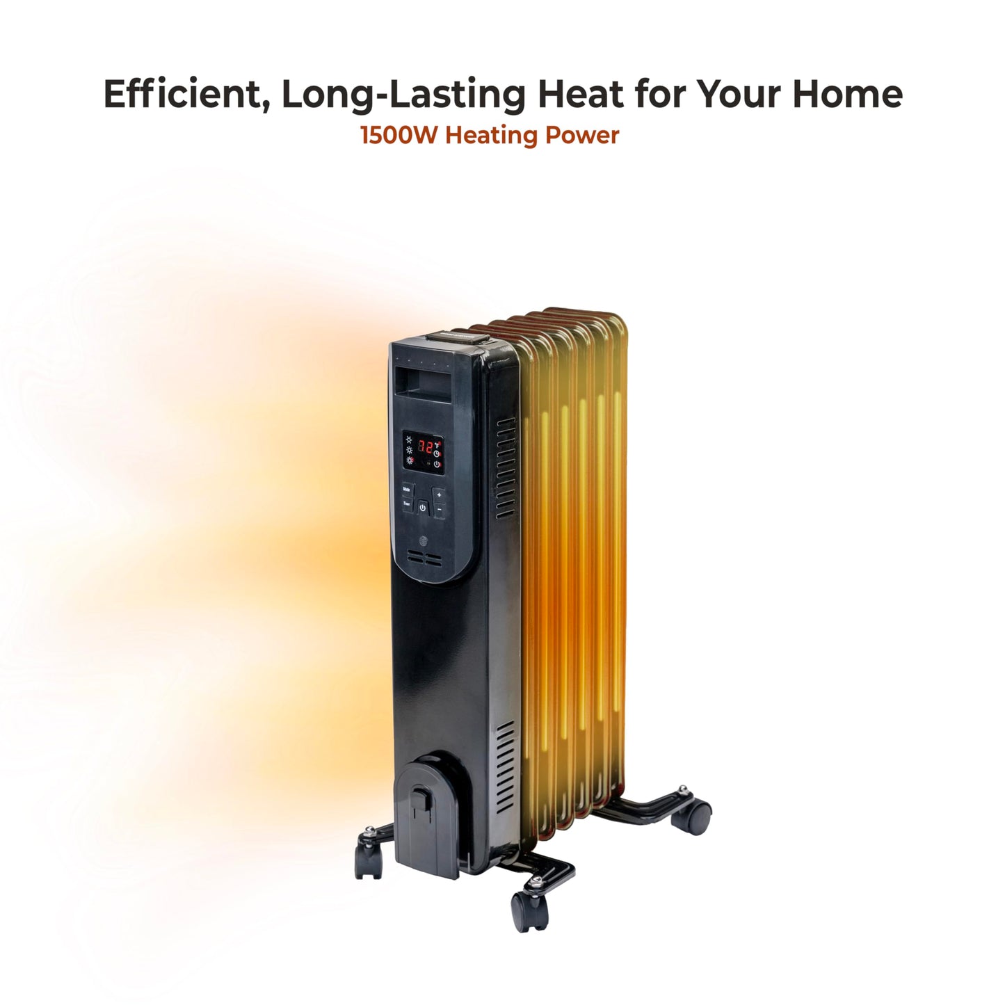 Comfort Zone Radiator Heater, Sealed Oil Filled Space Heater, Remote Control, Never Refill, Digital Display, Adjustable Thermost