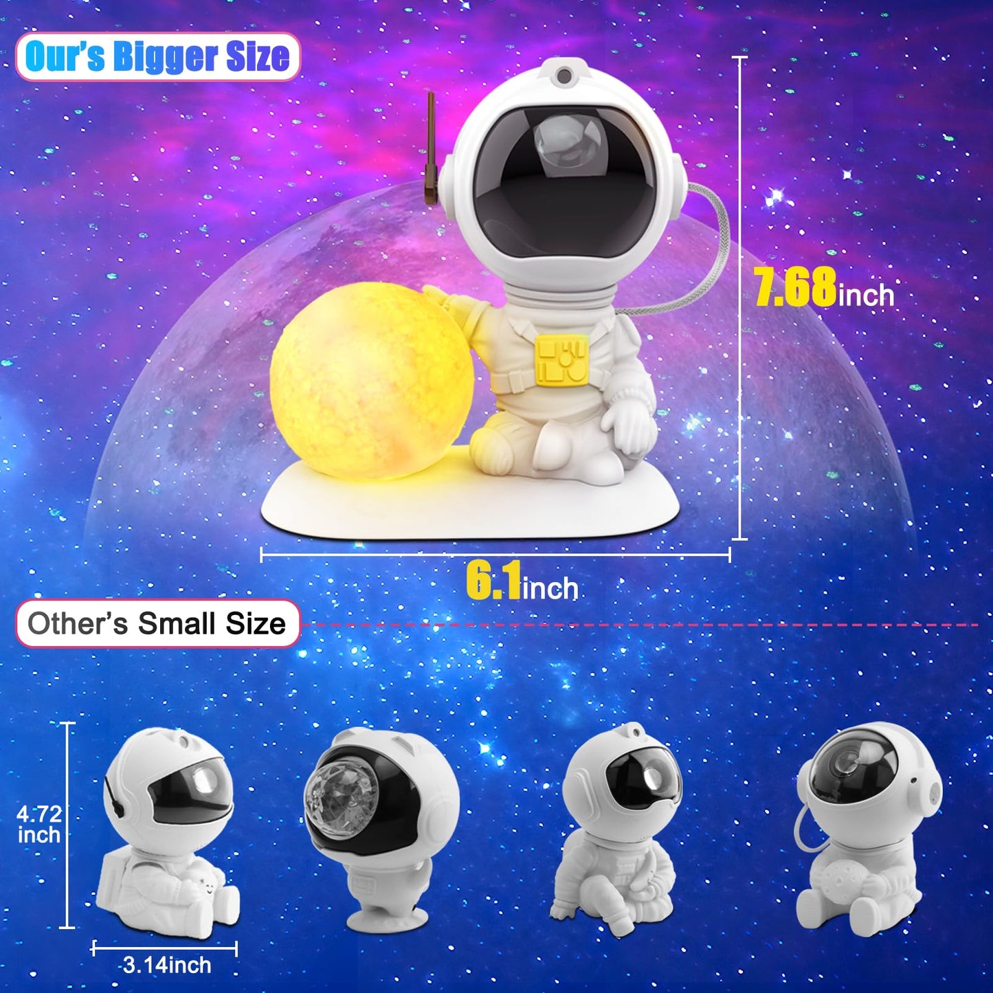 Astronaut Galaxy Projector, 3 in 1 Star Projector with Remote and Timer, 33 Light Effects, 3.5 inch Moon Lamp LED Night Light for Kids Room, Home Decor, Gifts for Girls Boys Kids Teens Birthdays