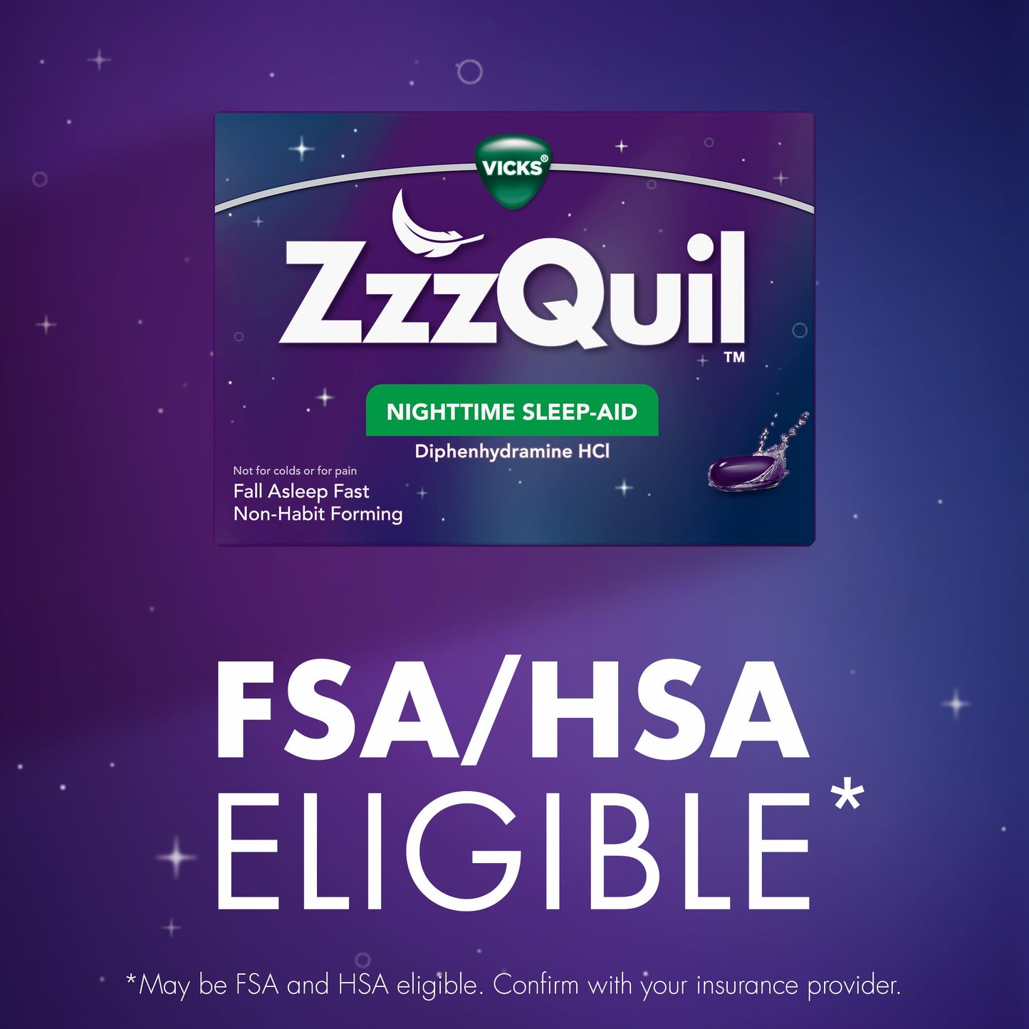 ZzzQuil LiquiCap Sleep Aid, Diphenhydramine 25mg HCl, Sleep Aids for Adults, Nighttime Sleep Aid, 72 LiquiCaps