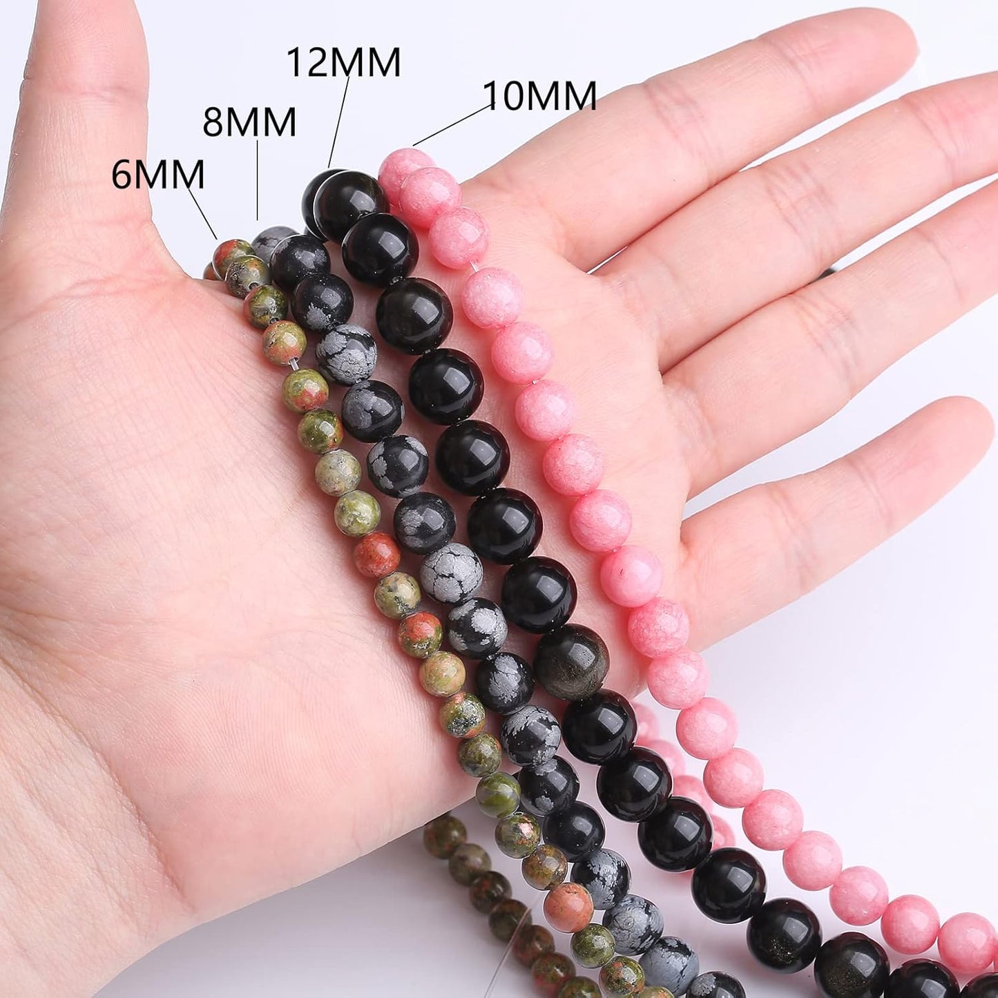 60PCS 6MM Black Malachite Beads Stone Beads Energy Healing Beads for DIY Jewelry Bracelet Necklace Making for Jewelry Making15Inch