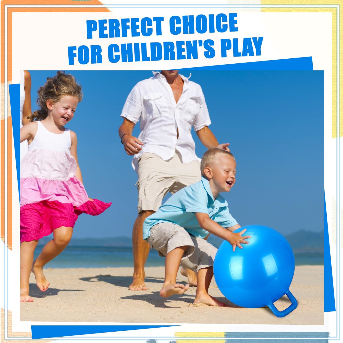 Gemscream Kids Bouncy Hopper Ball with Handle Jumping Hopping Exercise Balls for Toddlers Boys Girls Indoor Outdoors Sports School Games Exercise Gifts(18 Inch,Blue)
