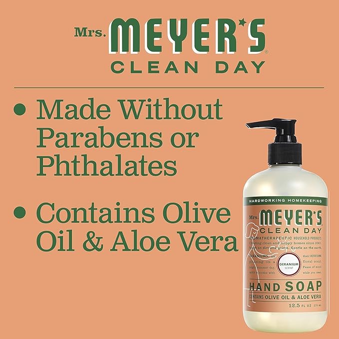 Mrs. MEYER'S CLEAN DAY Liquid Hand Soap Variety Pack 12.5 OZ Each, 3 Count (Geranium + Honeysuckle + Rosemary)