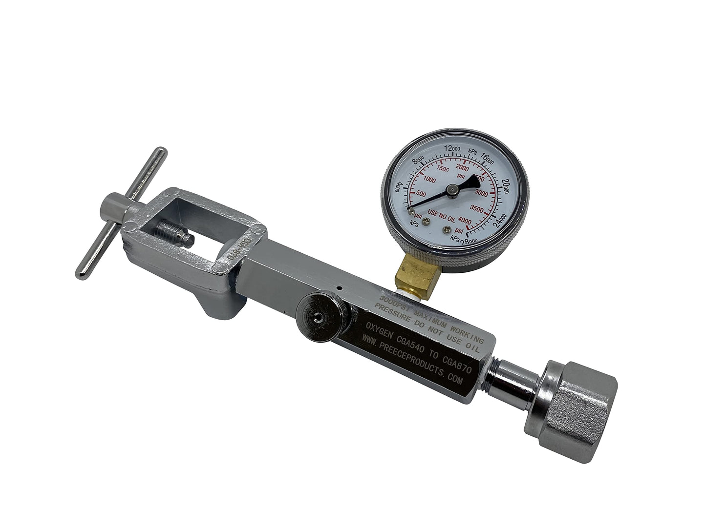 Oxygen Transfill Transfiller Adaptor CGA540 to CGA870 with Bleed Valve Medical Dental Aviation
