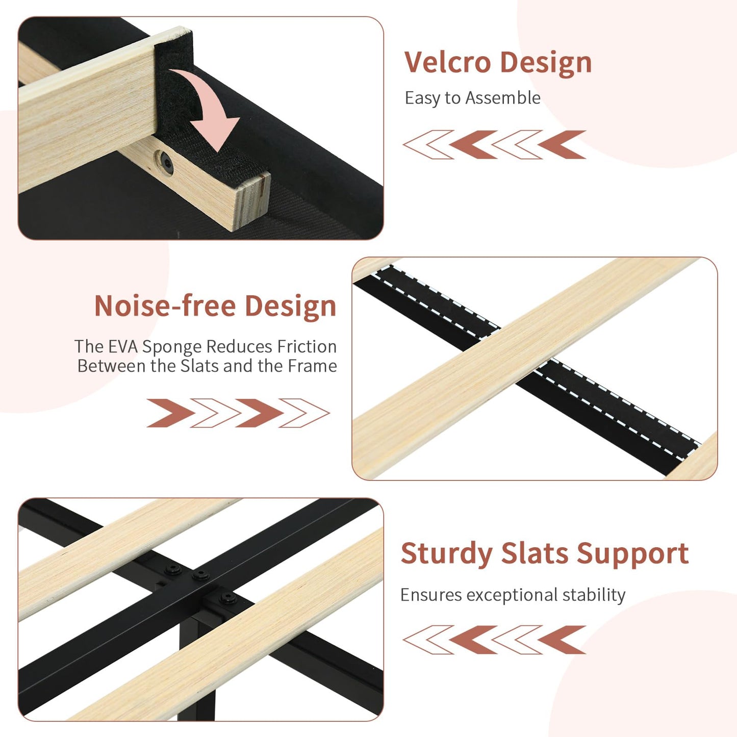 REVOMINCA Queen Bed Frame with Headboard and LED Lights, Velvet Upholstered Bed Frame with Wooden Slats Support, No Box Spring Needed, No Noise, Black