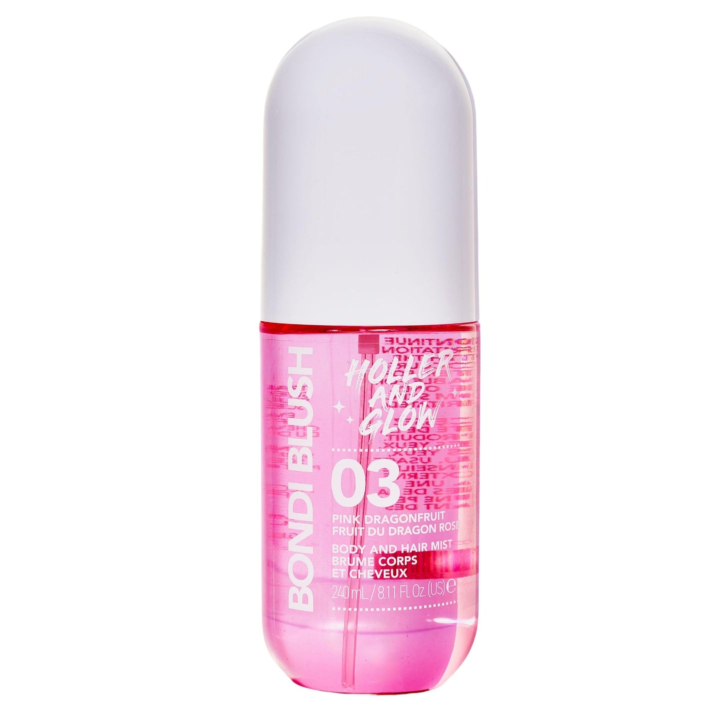 HOLLER AND GLOW Bondi Blush Pink Dragonfruit Body & Hair Mist, Body Spray For Women, Hair Perfume For Women, Jasmine, Amber Scented, Floral & Tropical Fragrance Notes, 8.11 Fl Oz