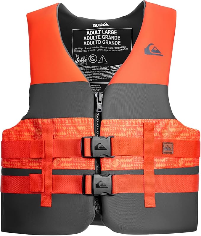 QUIKSILVER Men's Life Jacket, USCG Approved Type III PFD, Lightweight EPE Foam Life Vest, with Quick-Release Buckles and D...