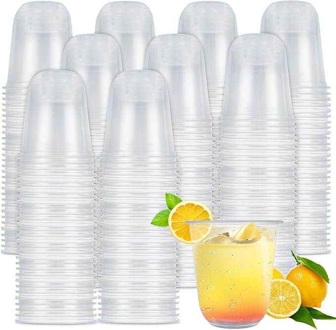 MUXHEL 200 Pcs 12 oz Clear Plastic Cups, Plastic Stemless Wine Glasses Disposable, Crystal Wine Cups Suitable for Cocktail...