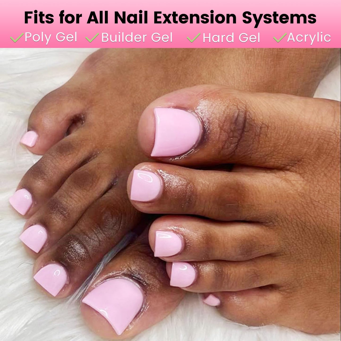 Straight Wider Polygel Toenail Forms, SINOKAME Pre-etched Flat Curve Square Toe Nail Dual Forms with French Guidelines Reusable,