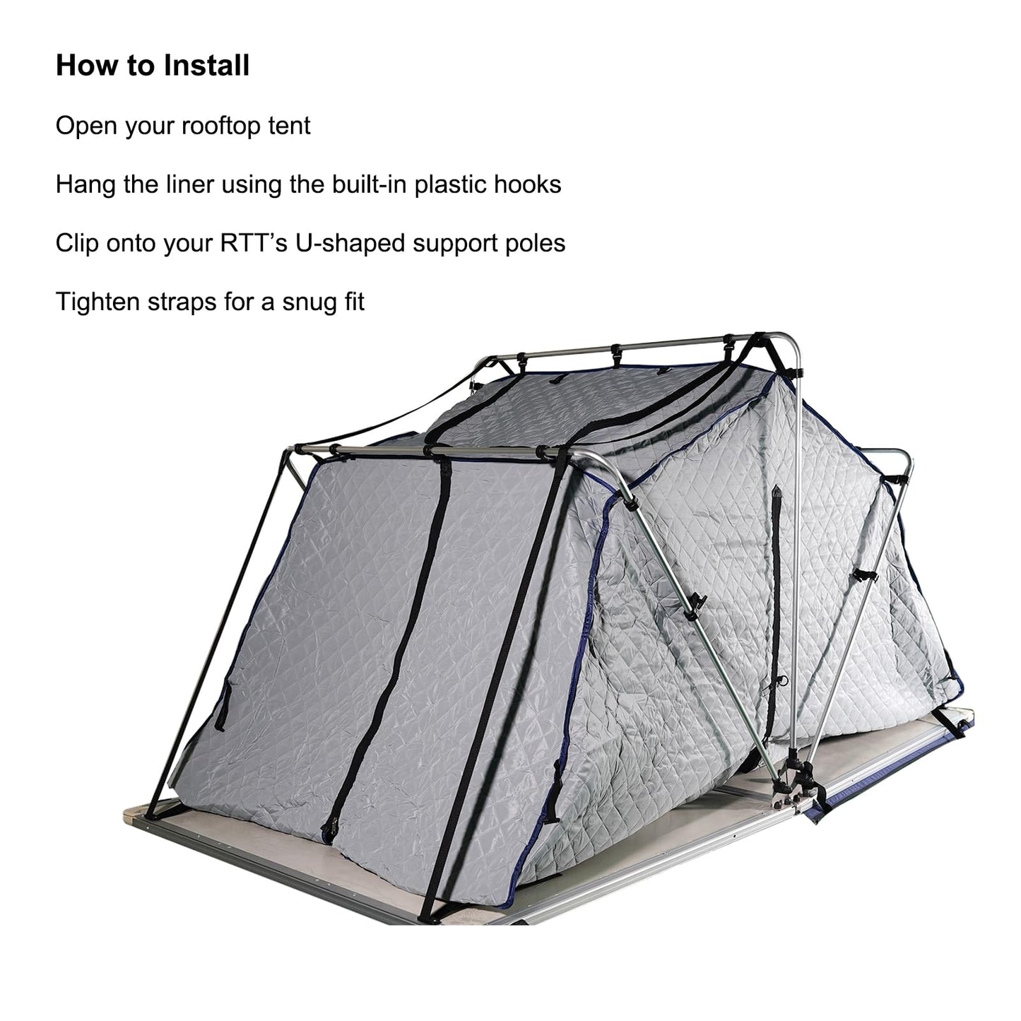 Winter Insulation Liner for Soft Roof Top Tent – 3-Layer 210D Polyester + Cotton – Fits 56" Width Soft-Shell Folding Tents
