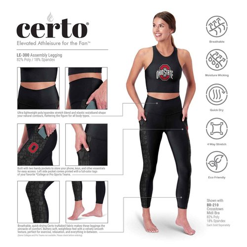 CERTO Women's Standard NCAA Team 7/8 High Waist 2-Pocket Leggings, Assembly, Medium