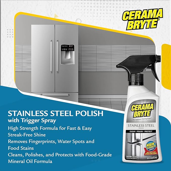 Cerama Bryte Cook Top Cleaner 18 oz 2-Pack & 16 oz Stainless Steel 2-Pack