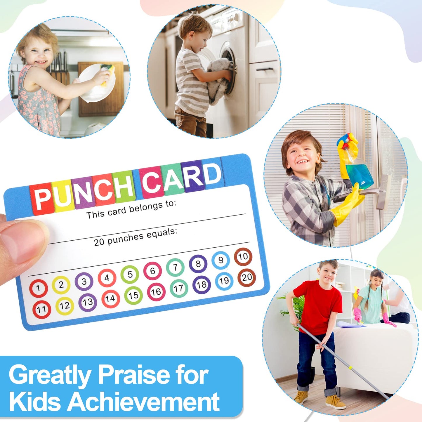 Punch Cards for Classroom, 240 Pack Kids Behavior Reward Punch Cards, Incentive Punch Card for kids, Business, Students, Teachers, 2 Styles