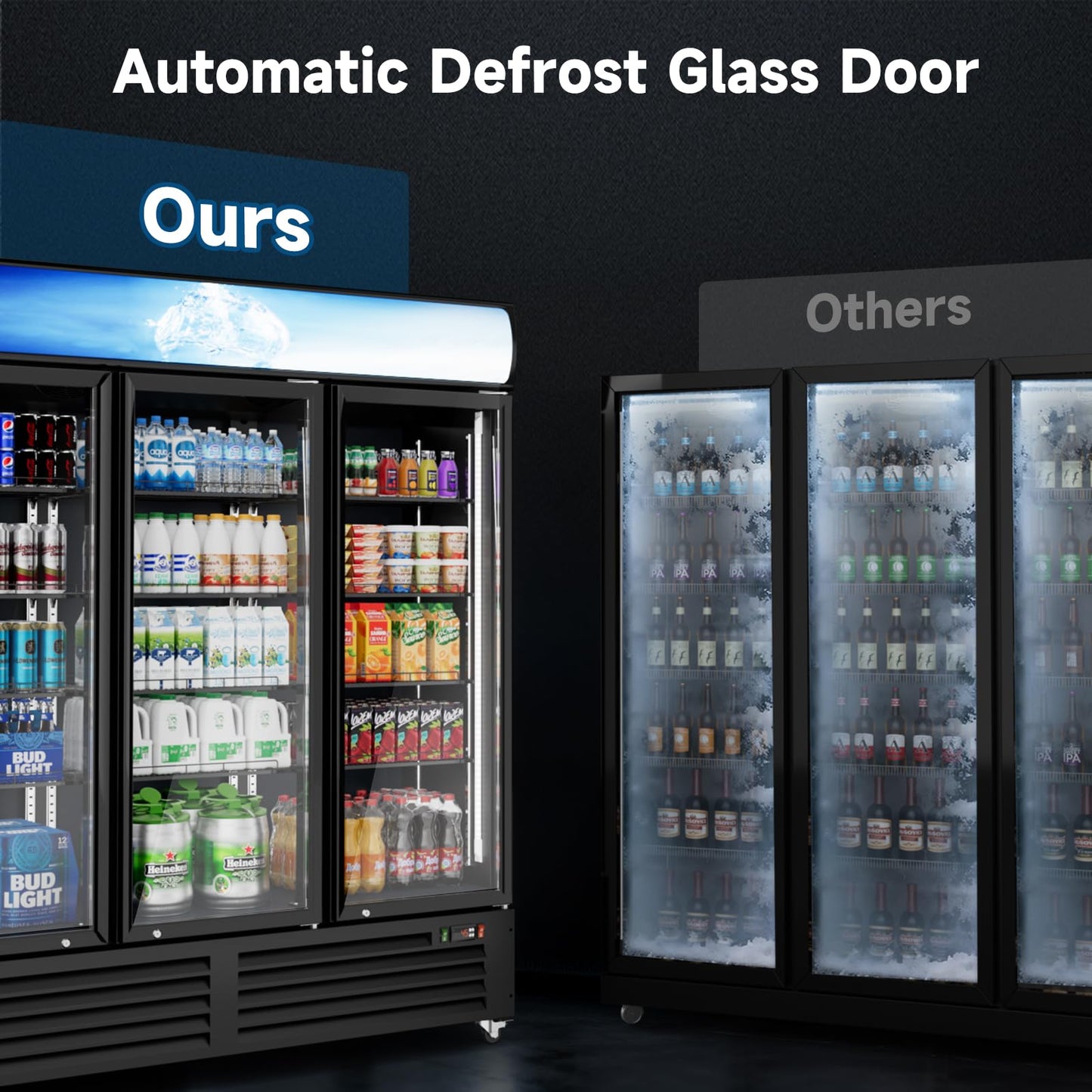 Cintva Commercial Beverage Refrigerator 56 Cu Ft, Commercial Display Fridge with Glass Door, Upright Merchandiser Refrigerator Cooler with Front LED Light for Stores, Restaurant, Office