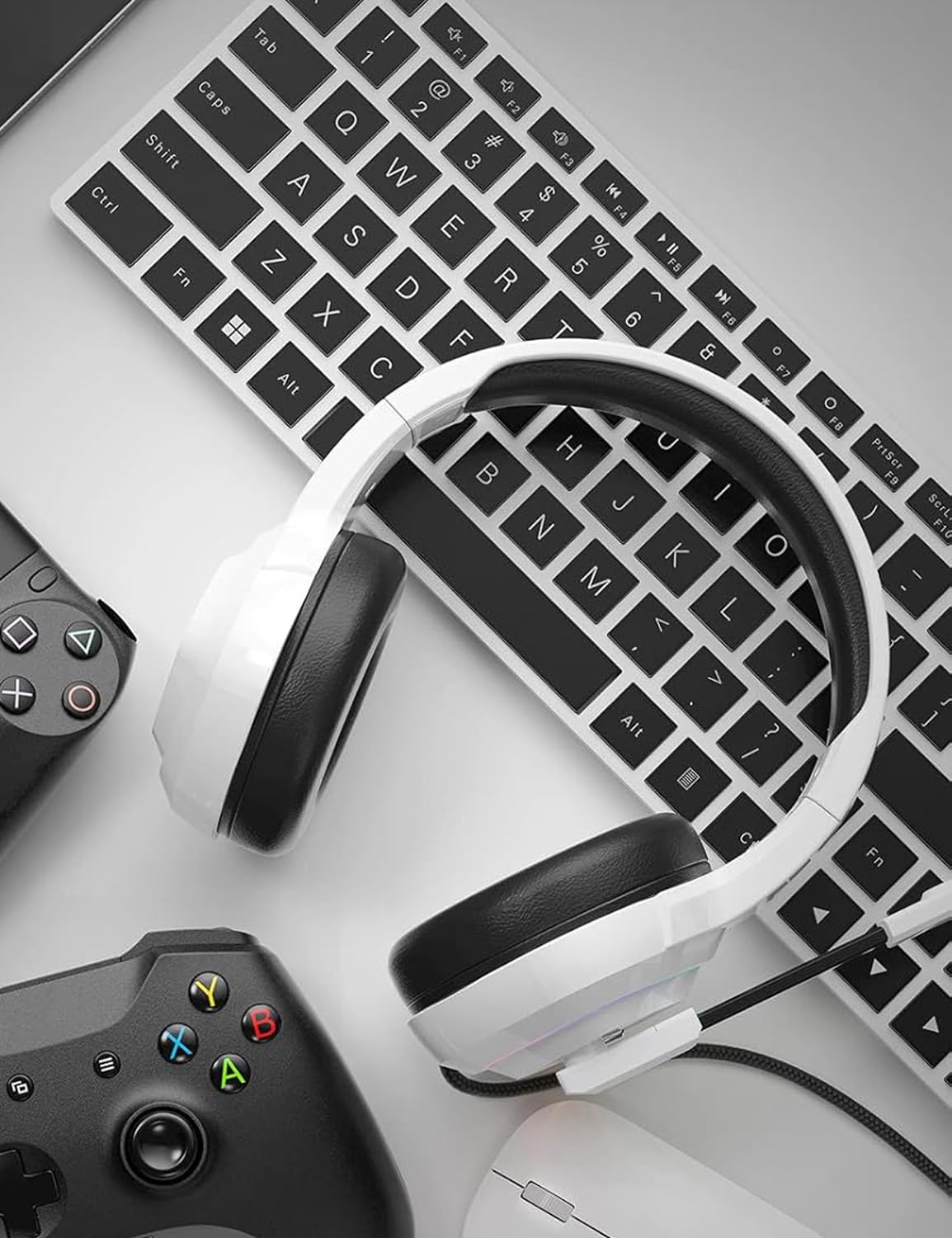 Ziumier White Gaming Headset For Pc, Ps4, Ps5, Xbox One, Xbox Series S/X, Switch, Noise Canceling Microphone, Stereo Surround So