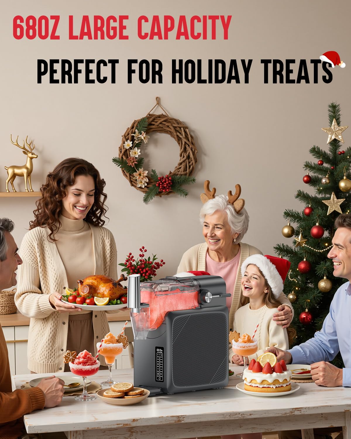 Slushie Machine No Ice Needed 68oz, Slushy Machine for Home with LED Display and 5 Preset Modes, Auto-Clean, Frozen Drink Maker Perfect for Margarita,Frappés, Cocktail Smoothie, Milkshake and More