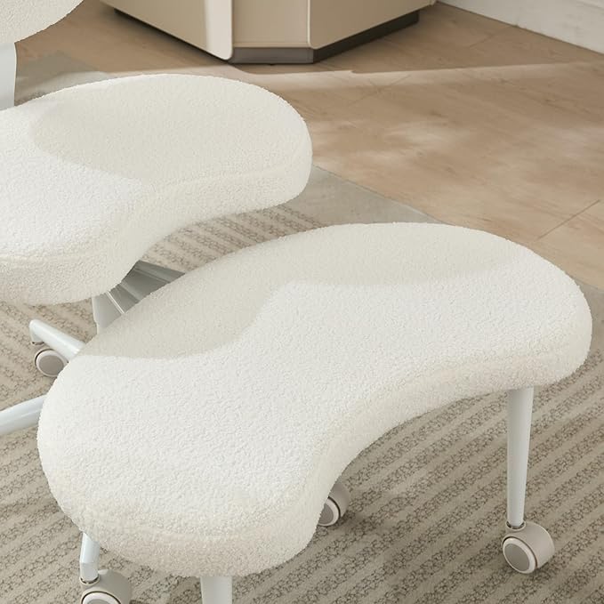 Cross Legged Office Chair for Adults, Criss Cross Office Chair with Wheels, Adjustable Meditation Chair with Lumbar Support, ADHD Desk Chair for Home Office, Ivory