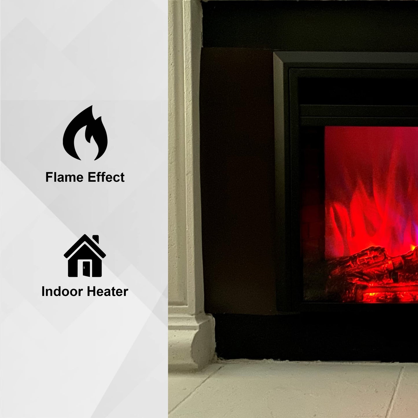 XBrand 32 Inch Black Insert Electric Fireplace Heater w/Remote Control, LED Flame Effect and Temperature Limiting Control, Electric Fireplace Insert with Heat