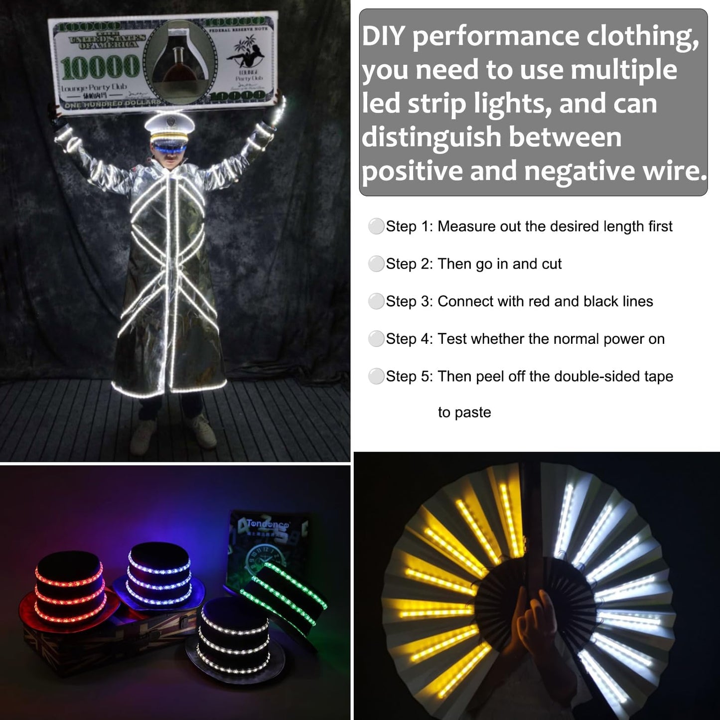 Marreal Battery Powered Led Strip Lights, Warm White, with Remote, 13.2ft, 240LEDs Dimmable, Timer, Cuttable Suitable for Bathroom, Fish Tank, Marriage, Kitchen, Waterproof.