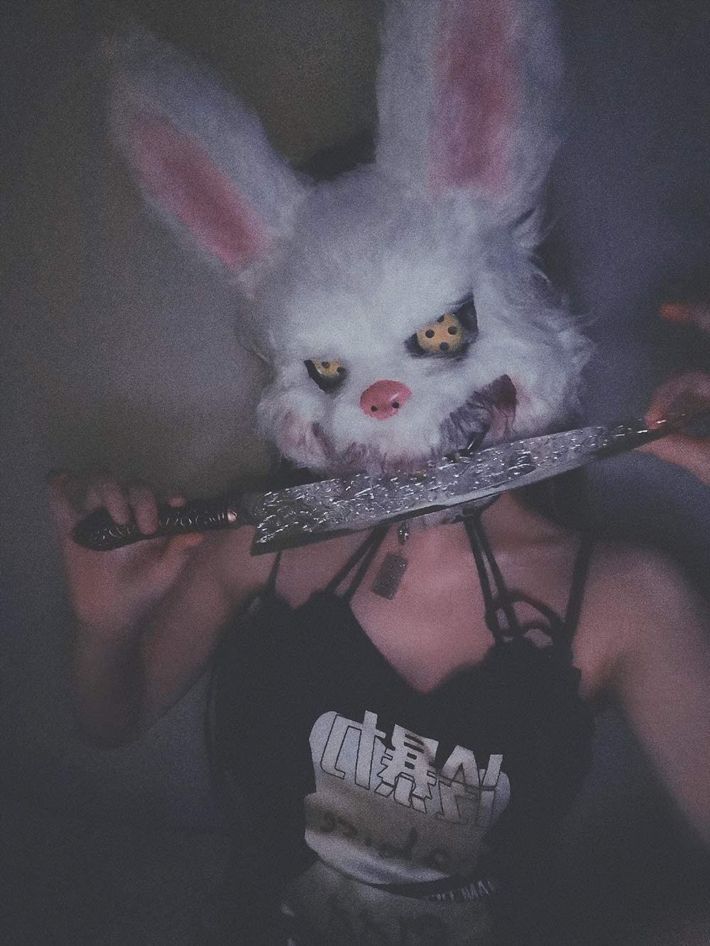 BESSEEK Bloody Plush Rabbit Bunny Head Mask - Perfect for Scary Halloween Cosplay, Parties & Teens