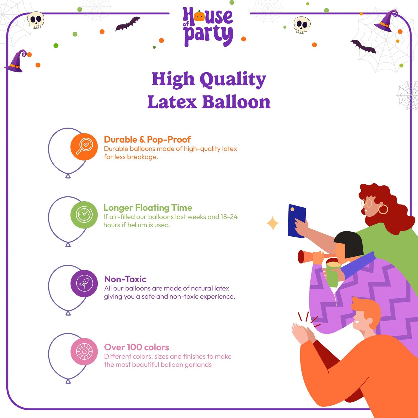 HOUSE OF PARTY 50PCS Halloween Cauldron Foil Balloons - 30" Cauldron Halloween Balloons Arch Kit Balck Green Balloon for Birthday Halloween Party Decorations