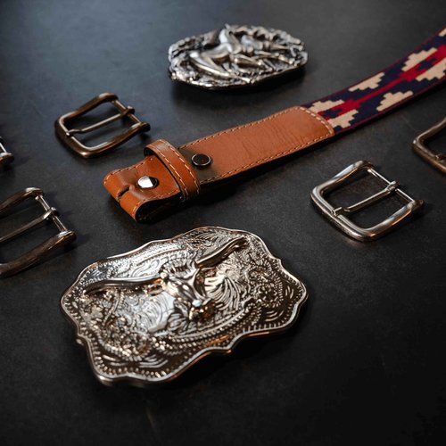 GauchoLife Interchangeable Handmade Woven Polo Belt - Guarda Pampas Design, Crafted from Full Grain Leather (34, Navy Blue)