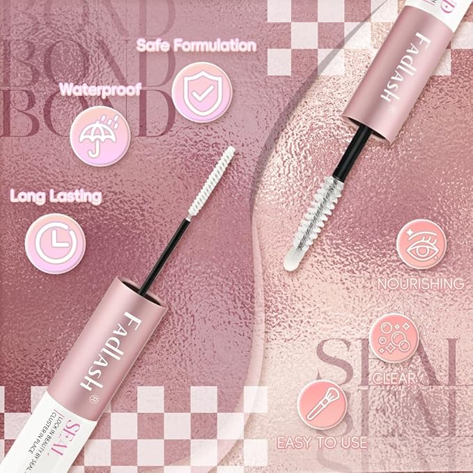 FADLASH Lash Bond and Seal 12ml Cluster Lash Glue for Eyelash Clusters Waterproof Eyelash Glue for DIY Eyelash Extensions Strong Hold
