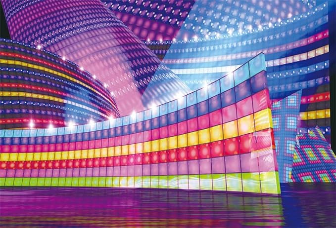 Leyiyi 7x5ft Hall Lights Backdrop Night Club Neon Light Abstract Hall Rock Music Banquet Steam Punk America Fiesta Photo B...