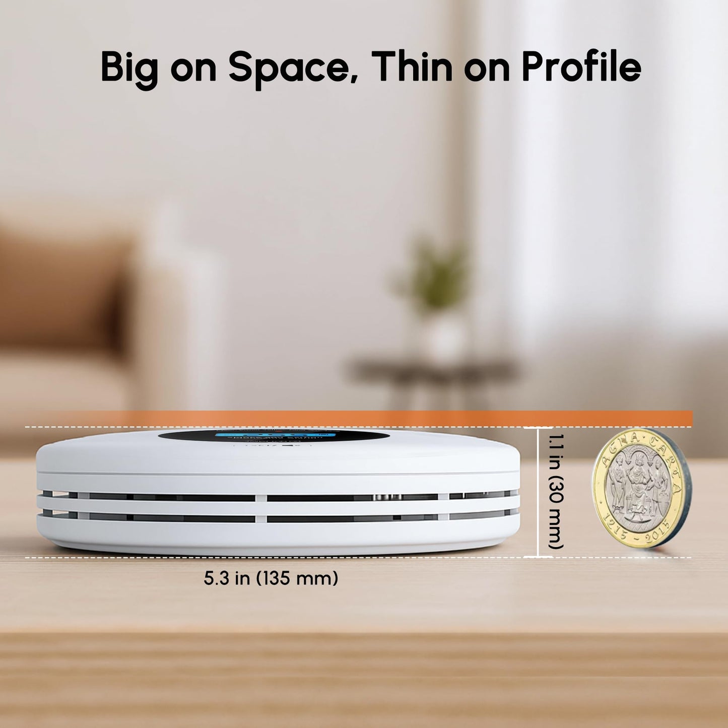 2 Pack 10 Year Battery Smoke and Carbon Monoxide Detector, Slim Smoke Alarm CO Detector with Large LCD Display, Adhesive or Screw Installation