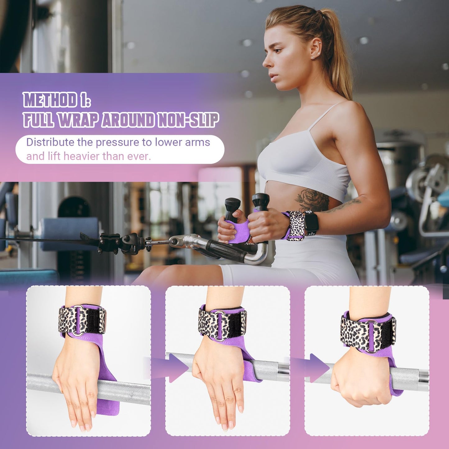 Weight Lifting Wrist Straps for Women, Adjustable Neoprene Padded Hand Grips Pro for Weightlifting, Double Layer Leather Gym Accessories Workout Straps for Deadlift, Crossfit & Pull up (Pair)