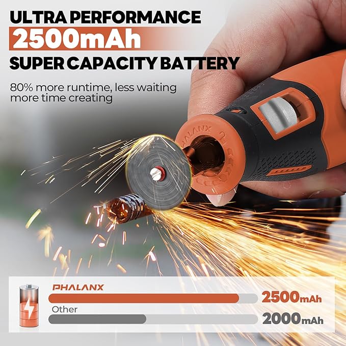 Rotary Tool - 4V Rotary Tool Cordless, Rotary Tool Accessories 64 PCS 2500mAh Li-Ion Battery, Preset 5 Speed Adjustment Grinder Tool for Cutting Sanding Carving Polishing Engraver DIY Crafts (Orange)