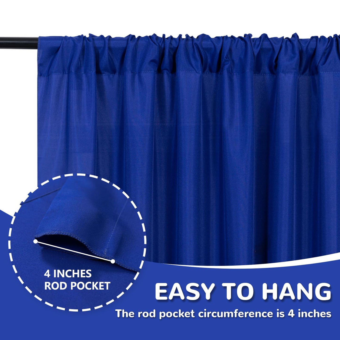 MEETSKY Royal Blue Backdrop Curtains for Parties Blue Curtains Photography Backdrop Drapes for Wedding Birthday Party Baby Showers Rod Pocket Home Sliding Door Decoration, 5ft x 8ft, 2 Panels