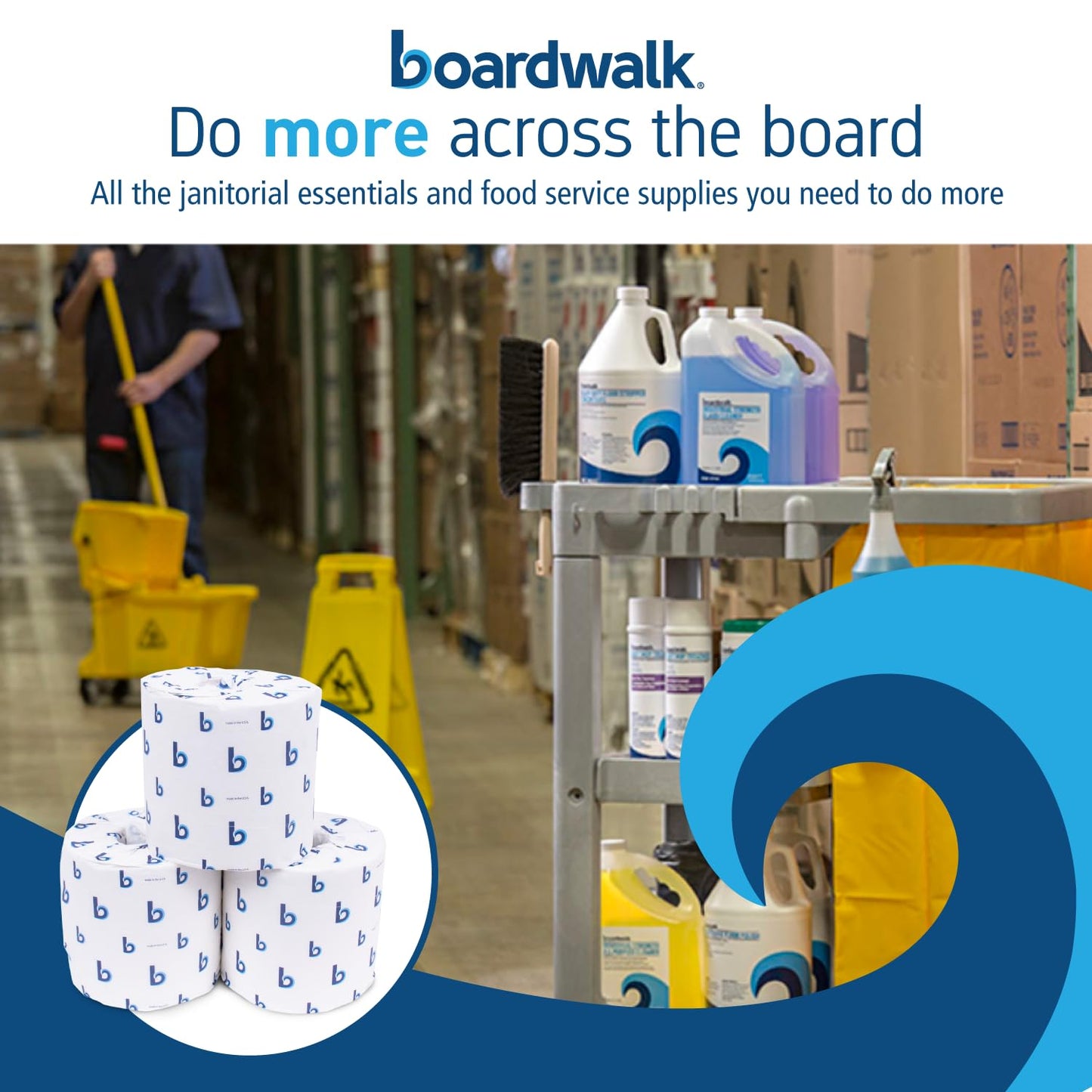 Boardwalk 2-Ply Bulk Toilet Paper Rolls for Professional and Commercial Use | 125 Feet Septic Safe Single Roll Toilet Paper Rolls | 500 White 4.5" x 3" Sheets per Roll | 96 Count per Box