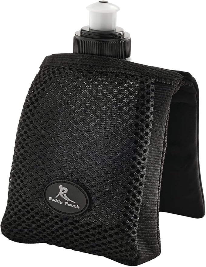 Running Buddy Running Water Bottle Pouch - 4" x 4" Black, 7 oz - Magnetic Water Bottle Holder for Running & Walking - No-B...