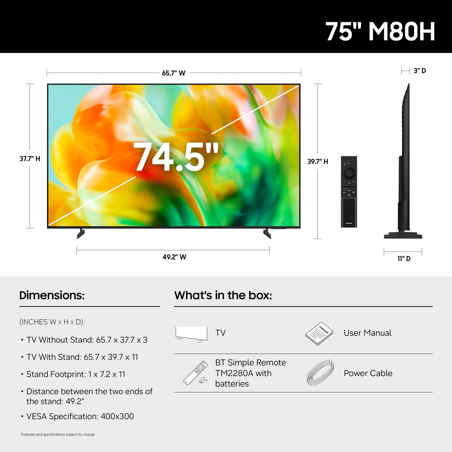 Samsung 75-Inch Class Mini LED M80H Series Samsung Vision AI Smart TV (2026 Model, 75M80H) Mini LED with AI Mode, Motion Xcelerator 144Hz, Pure Spectrum Color, Auto HDR Remastering, Alexa Built-in