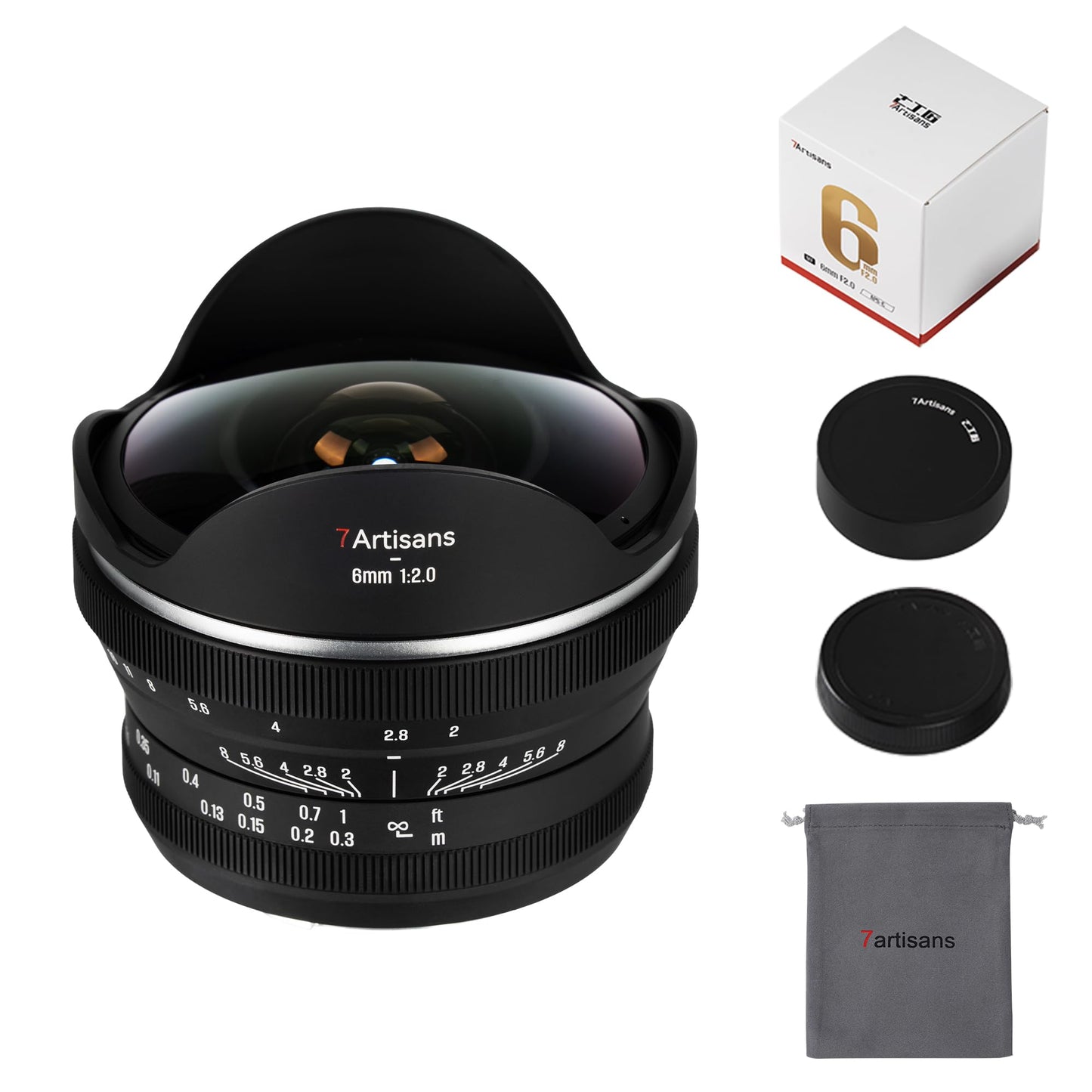 7artisans 6mm F2.0 APS-C Fisheye Ultra Wide Angle 220° Manual Focus Prime Lens Compatiable for Sony Mirrorless Cameras A6000/A5000/A3000/Nex Series a6700 nex-5t nex-3n nex-6 nex-5r nex-5n