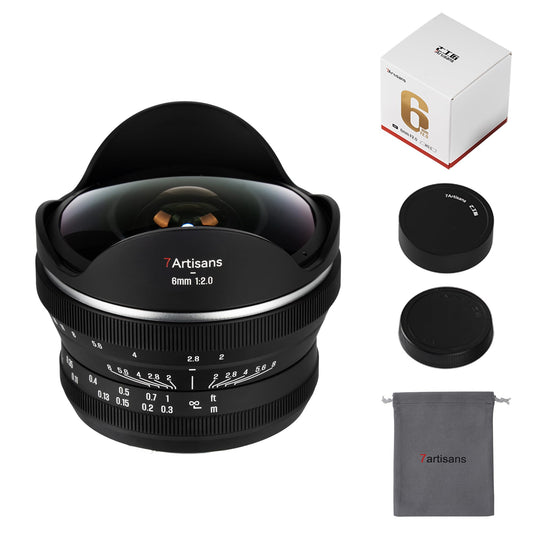 7artisans 6mm F2.0 APS-C Fisheye Ultra Wide Angle 220° Manual Focus Prime Lens Compatiable for Sony Mirrorless Cameras A6000/A5000/A3000/Nex Series a6700 nex-5t nex-3n nex-6 nex-5r nex-5n