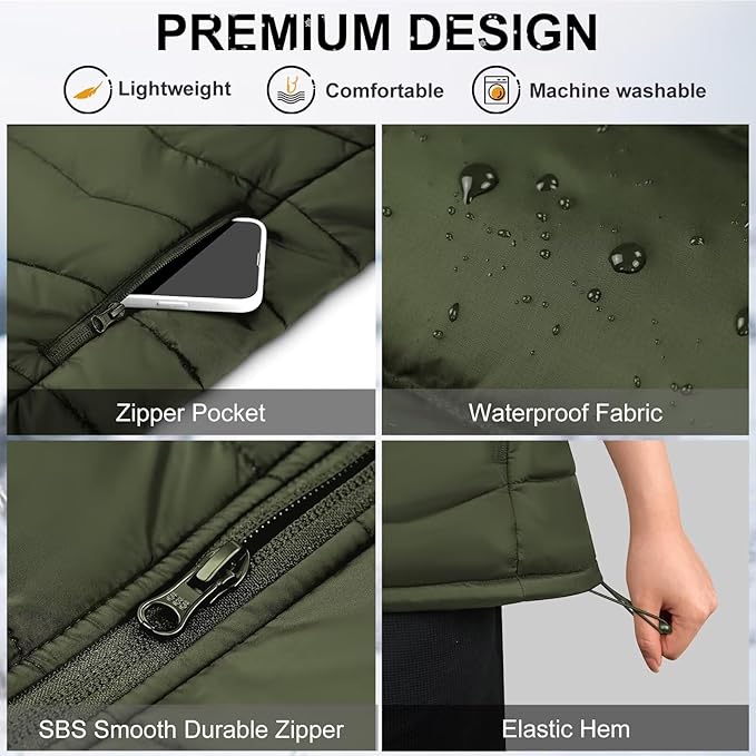 KOVNLO Heated Vest Women, (Battery Pack Not Included) Smart Controller With Lights-out, Electric Warming Heated Jackets