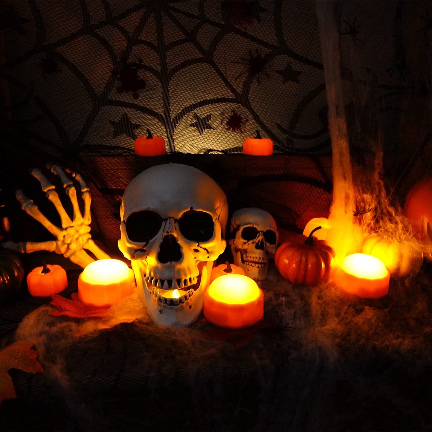 Homemory Halloween Bright Led Pumpkin Lights With Remote Control And Timers, Jack O Lantern Lights Battery Operated For Hallowee