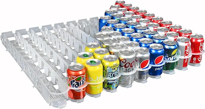 Display Technologies Visi-Slide Gravity Fed Organizer for 12/16oz low ring Beverages on Flat and Angled Shelves in Cold Va...